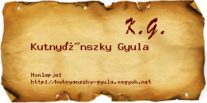 Kutnyánszky Gyula névjegykártya