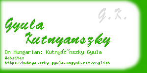 gyula kutnyanszky business card